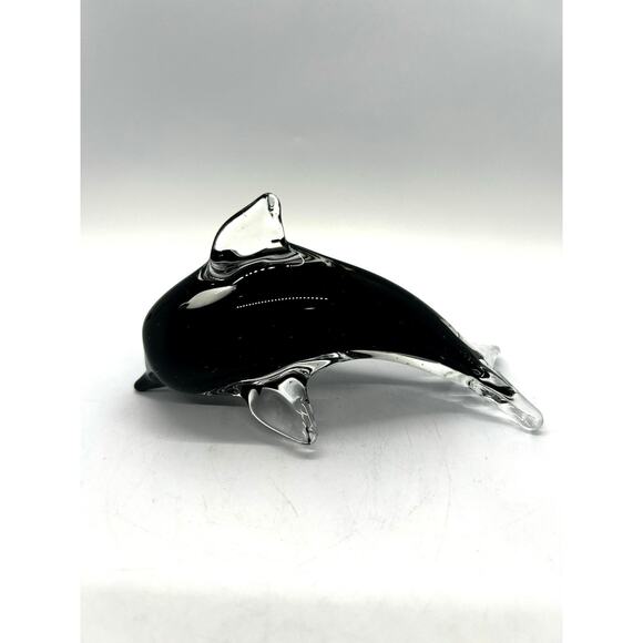 Glass Orca Paperweight Sculpture Art Glass Killer Whale Marine Beach Ocean Art - Picture 1 of 7